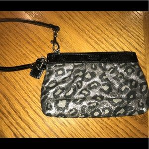 Black & Silver Leopard Wristlet